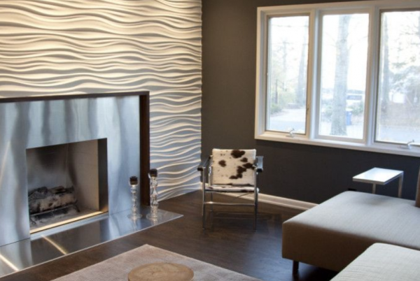 Dinding kamar dengan aksen dinding tekstur 3D